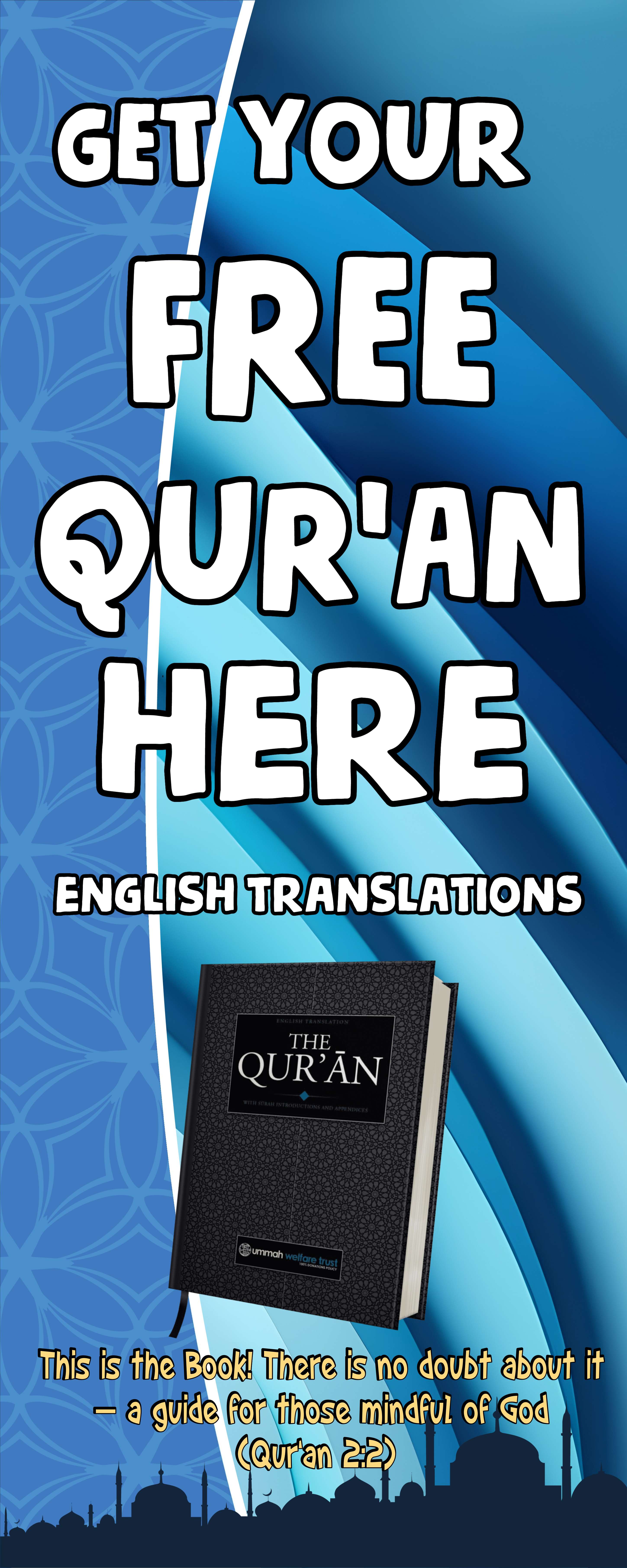 Roller banner - 'Get your FREE Qur'an here' banner for exhibitions and open days